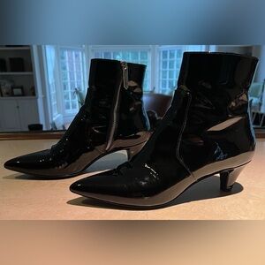 Calvin Klein 205W39NYC Women’s Patent Leather Kitten Heel Boots